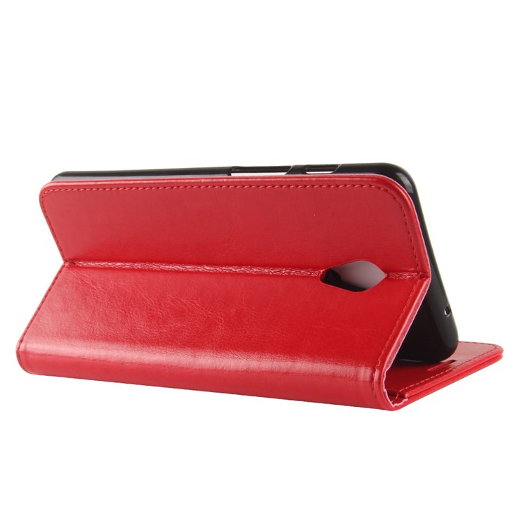 Crazy Horse Texture Leather Wallet Phone Case with Stand for Meizu M6s - Red-7