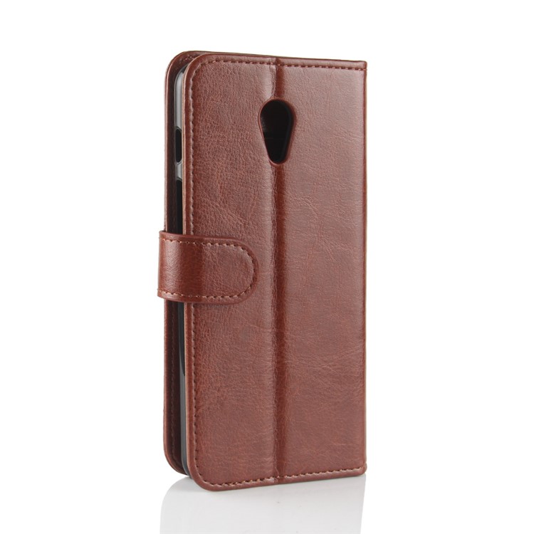 Crazy Horse Texture Leather Wallet Cell Phone Cover with Stand for Meizu M6s - Brown-6