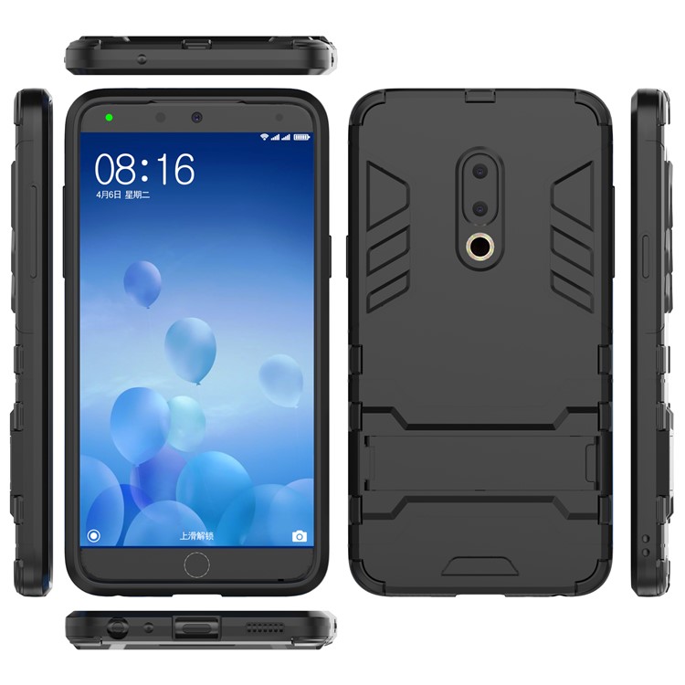 Plastic + TPU Hybrid Case with Kickstand for Meizu 15 - Black-2
