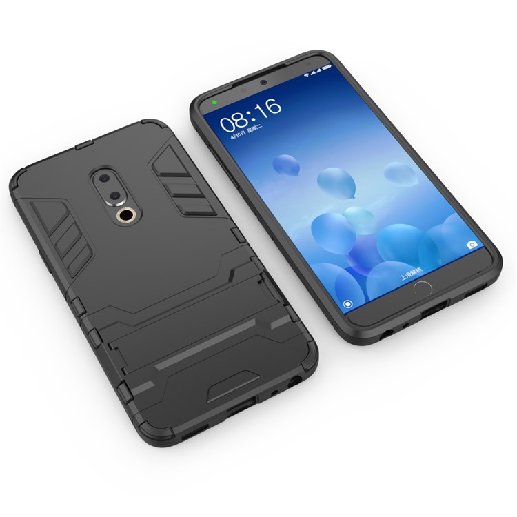 Plastic + TPU Hybrid Case with Kickstand for Meizu 15 - Black-4