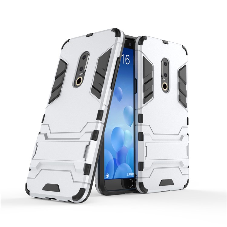 Plastic + TPU Hybrid Cover with Kickstand for Meizu 15 - Silver-1