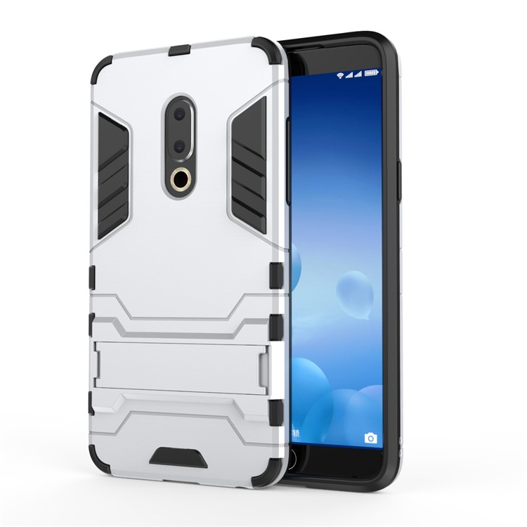Plastic + TPU Hybrid Cover with Kickstand for Meizu 15 - Silver-3