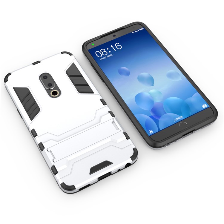 Plastic + TPU Hybrid Cover with Kickstand for Meizu 15 - Silver-4