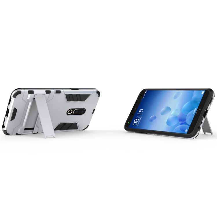 Plastic + TPU Hybrid Cover with Kickstand for Meizu 15 - Silver-5