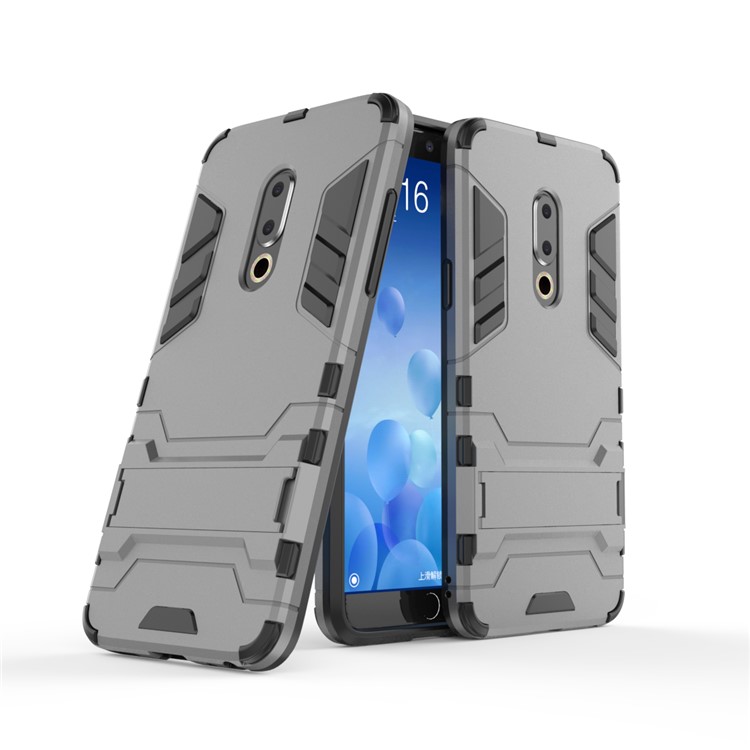 Plastic + TPU Hybrid Shell Case with Kickstand for Meizu 15 - Grey-1