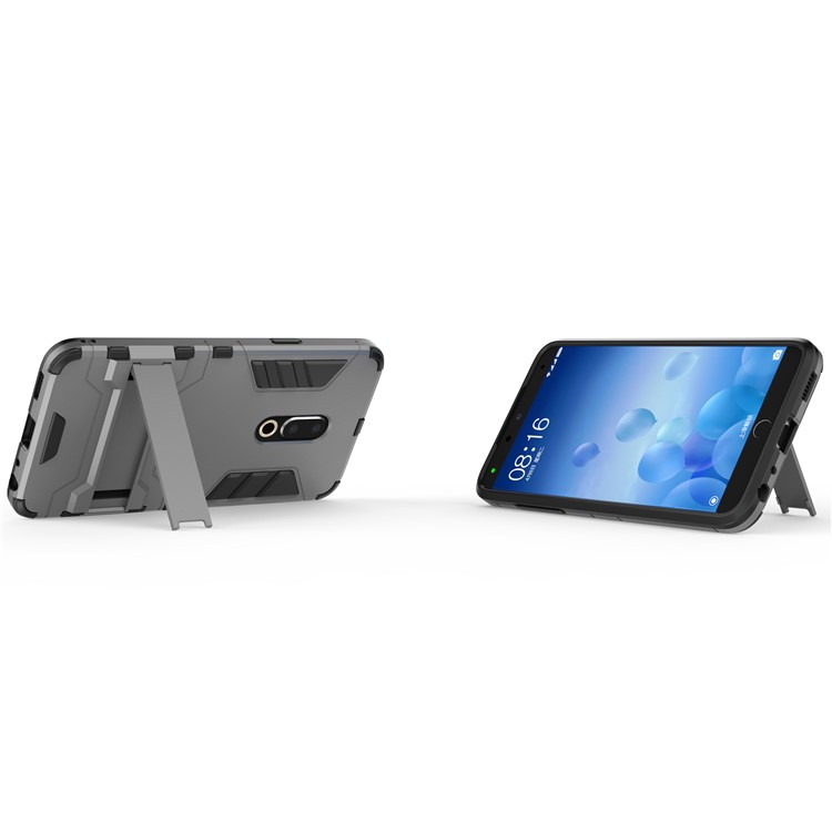 Plastic + TPU Hybrid Shell Case with Kickstand for Meizu 15 - Grey-5