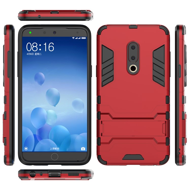 Plastic + TPU Hybrid Case Phone Shell with Kickstand for Meizu 15 - Red-2