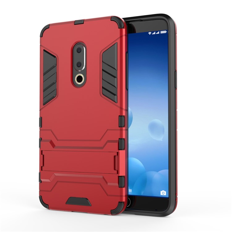 Plastic + TPU Hybrid Case Phone Shell with Kickstand for Meizu 15 - Red-3