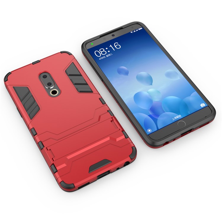 Plastic + TPU Hybrid Case Phone Shell with Kickstand for Meizu 15 - Red-4