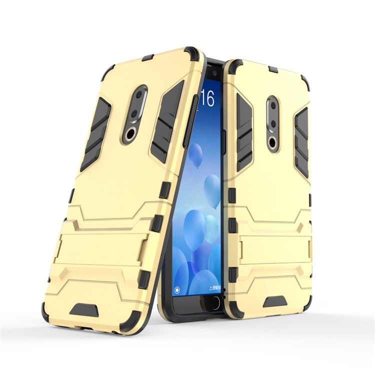 Plastic + TPU Hybrid Cell Phone Case with Kickstand for Meizu 15 - Gold-1