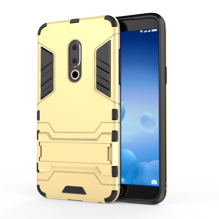 Plastic + TPU Hybrid Cell Phone Case with Kickstand for Meizu 15 - Gold-3