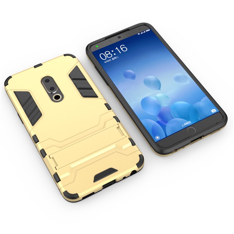 Plastic + TPU Hybrid Cell Phone Case with Kickstand for Meizu 15 - Gold-4