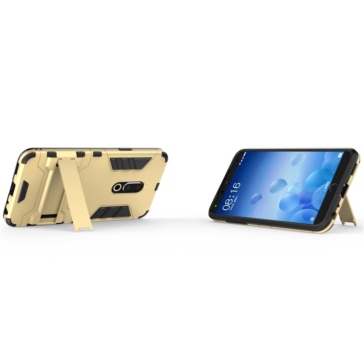 Plastic + TPU Hybrid Cell Phone Case with Kickstand for Meizu 15 - Gold-5