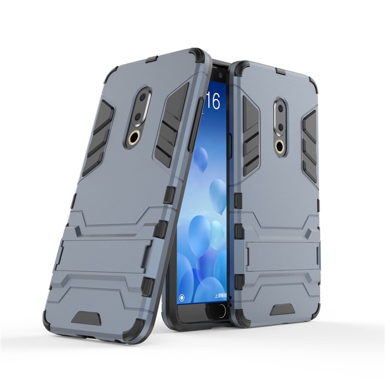 Plastic + TPU Hybrid Phone Cover Case with Kickstand for Meizu 15 - Dark Blue-1