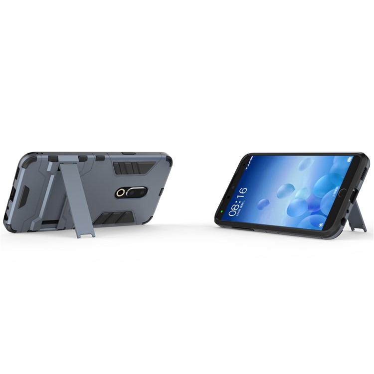 Plastic + TPU Hybrid Phone Cover Case with Kickstand for Meizu 15 - Dark Blue-5