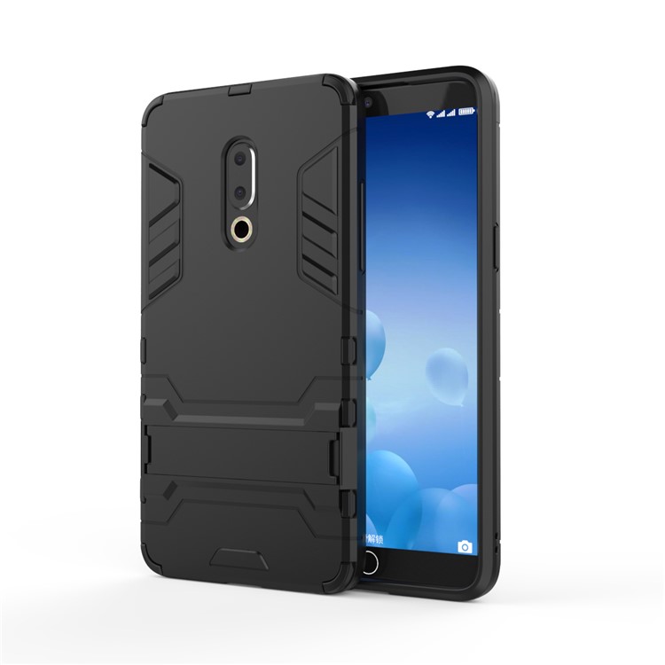 Plastic + TPU Hybrid Case with Kickstand for Meizu 15 Plus - Black-2
