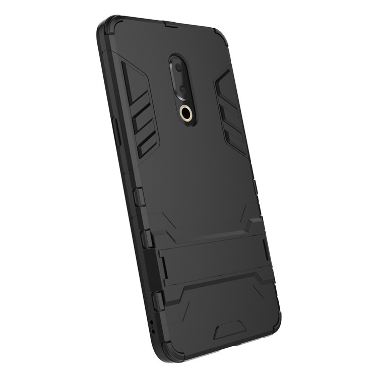 Plastic + TPU Hybrid Case with Kickstand for Meizu 15 Plus - Black-4