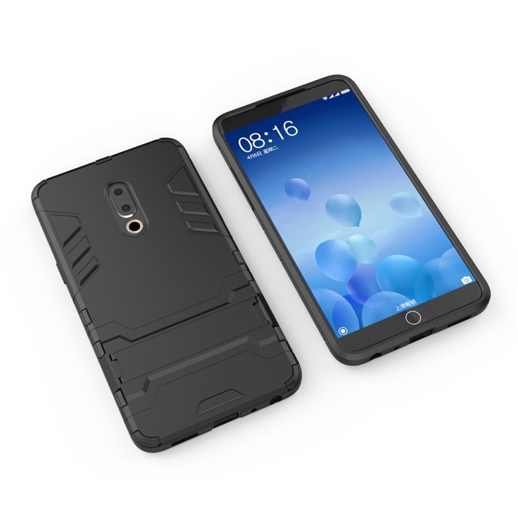 Plastic + TPU Hybrid Case with Kickstand for Meizu 15 Plus - Black-6