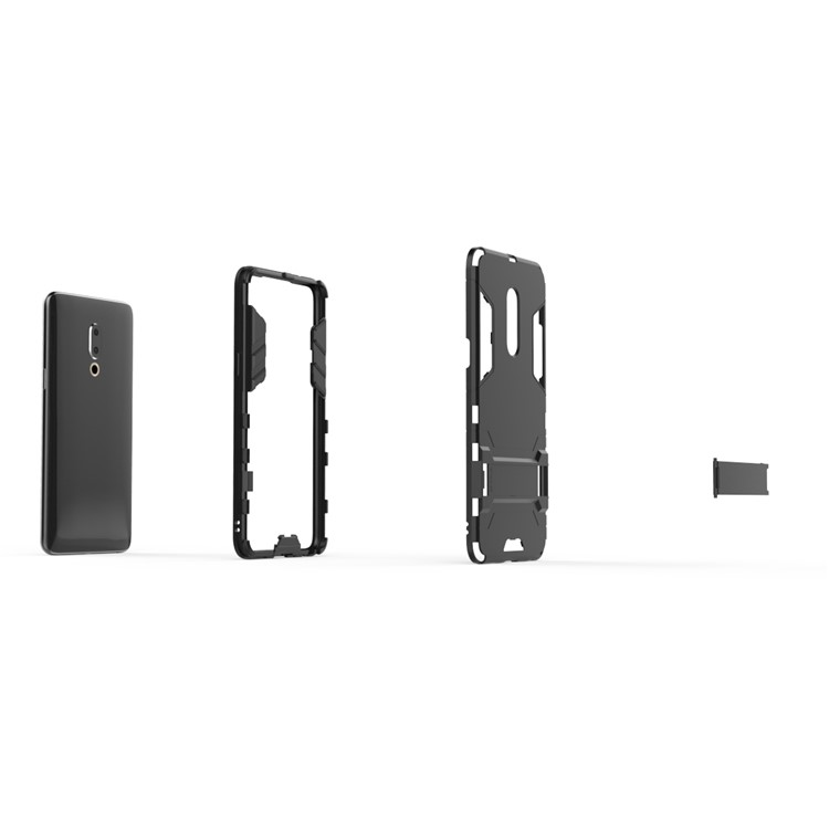 Plastic + TPU Hybrid Case with Kickstand for Meizu 15 Plus - Black-8