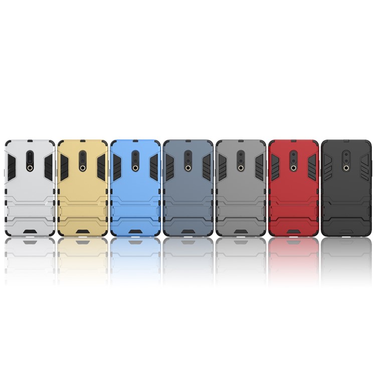 Plastic + TPU Hybrid Case with Kickstand for Meizu 15 Plus - Black-9