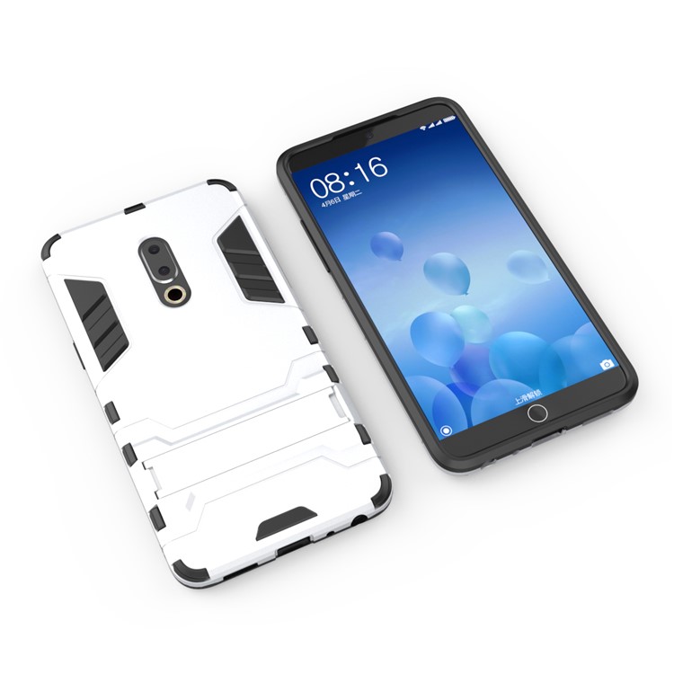 Plastic + TPU Hybrid Cover with Kickstand for Meizu 15 Plus - Silver-4