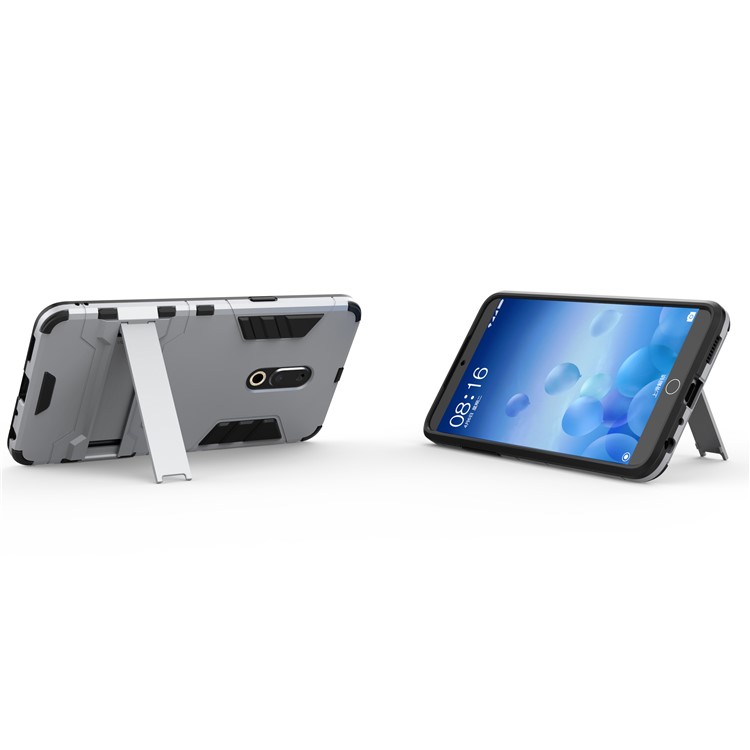 Plastic + TPU Hybrid Cover with Kickstand for Meizu 15 Plus - Silver-5