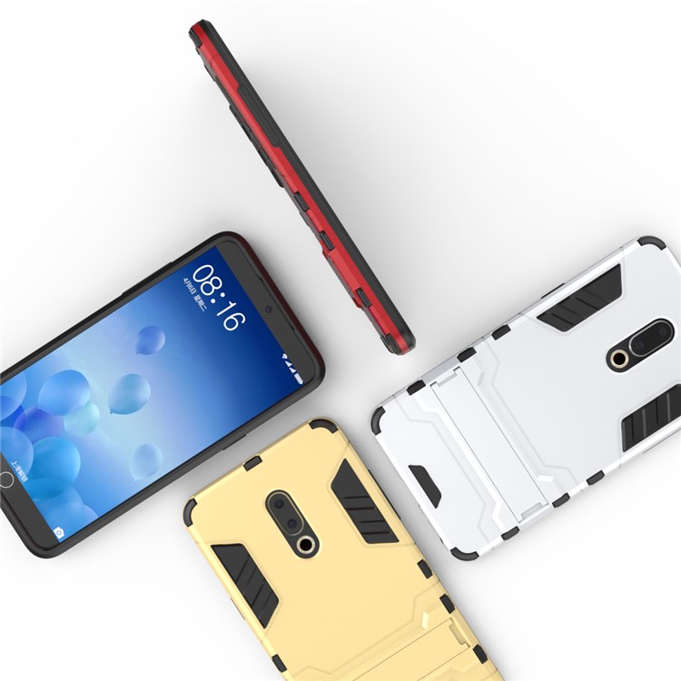 Plastic + TPU Hybrid Cover with Kickstand for Meizu 15 Plus - Silver-6