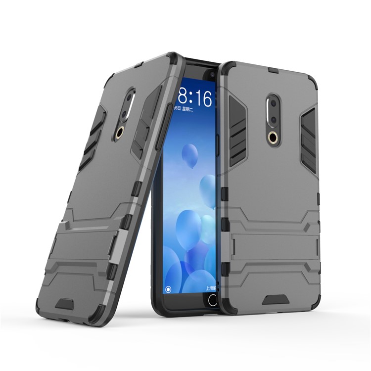 Plastic + TPU Hybrid Shell Case with Kickstand for Meizu 15 Plus - Grey-1