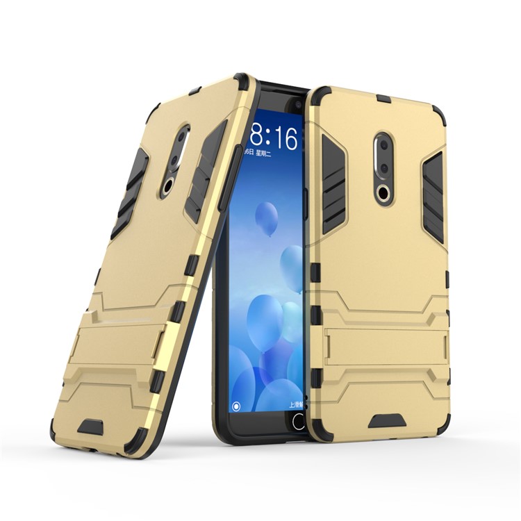 Plastic + TPU Hybrid Protection Case with Kickstand for Meizu 15 Plus - Gold-1