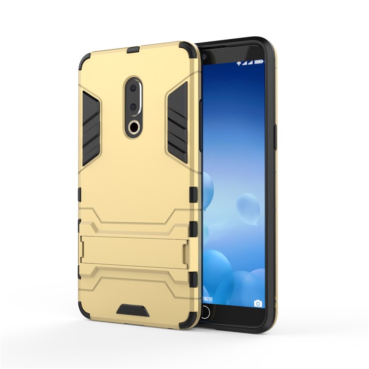 Plastic + TPU Hybrid Protection Case with Kickstand for Meizu 15 Plus - Gold-2