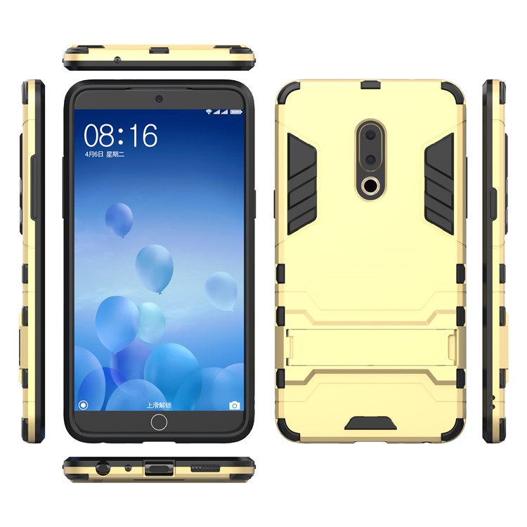 Plastic + TPU Hybrid Protection Case with Kickstand for Meizu 15 Plus - Gold-3
