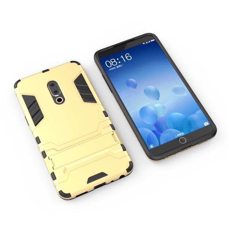 Plastic + TPU Hybrid Protection Case with Kickstand for Meizu 15 Plus - Gold-4