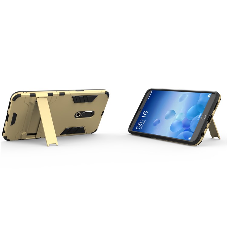 Plastic + TPU Hybrid Protection Case with Kickstand for Meizu 15 Plus - Gold-5
