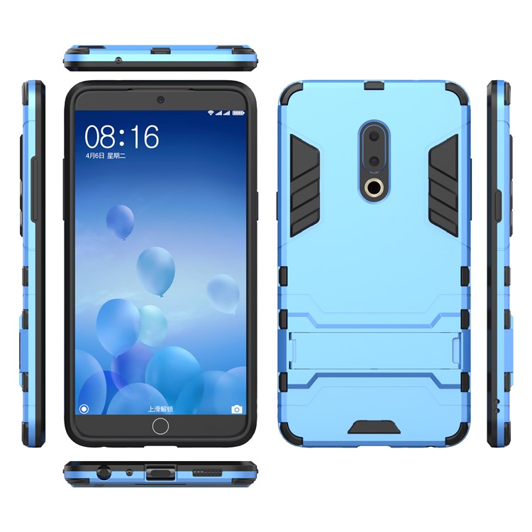 Plastic + TPU Hybrid Shell Cover Case with Kickstand for Meizu 15 Plus - Baby Blue-3