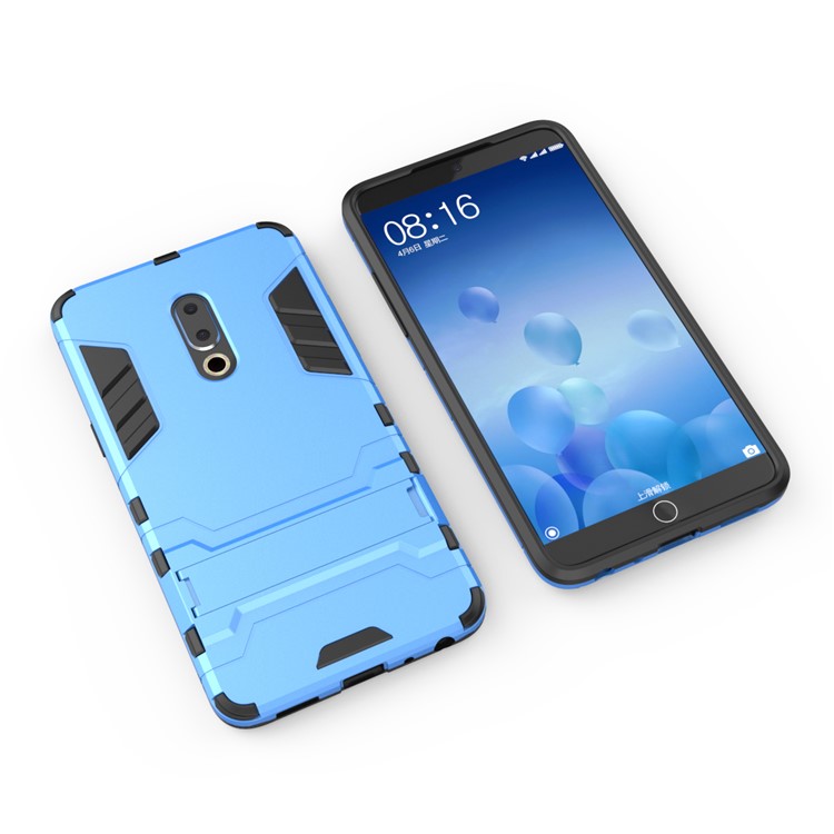 Plastic + TPU Hybrid Shell Cover Case with Kickstand for Meizu 15 Plus - Baby Blue-4