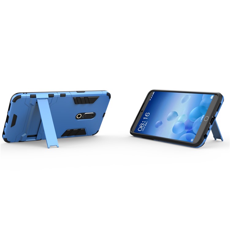 Plastic + TPU Hybrid Shell Cover Case with Kickstand for Meizu 15 Plus - Baby Blue-5