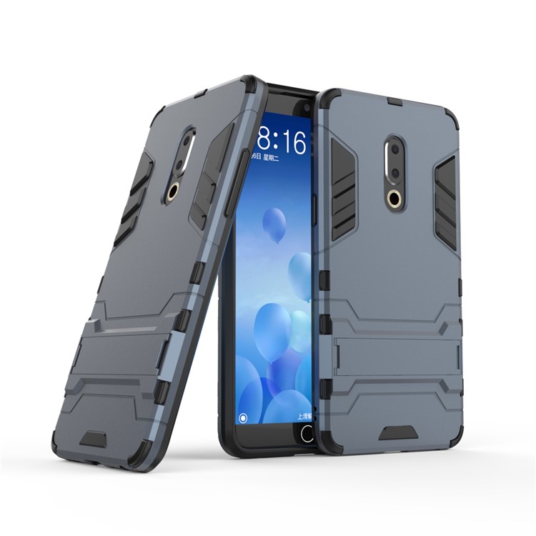 Plastic + TPU Hybrid Case Phone Cover with Kickstand for Meizu 15 Plus - Dark Blue-1