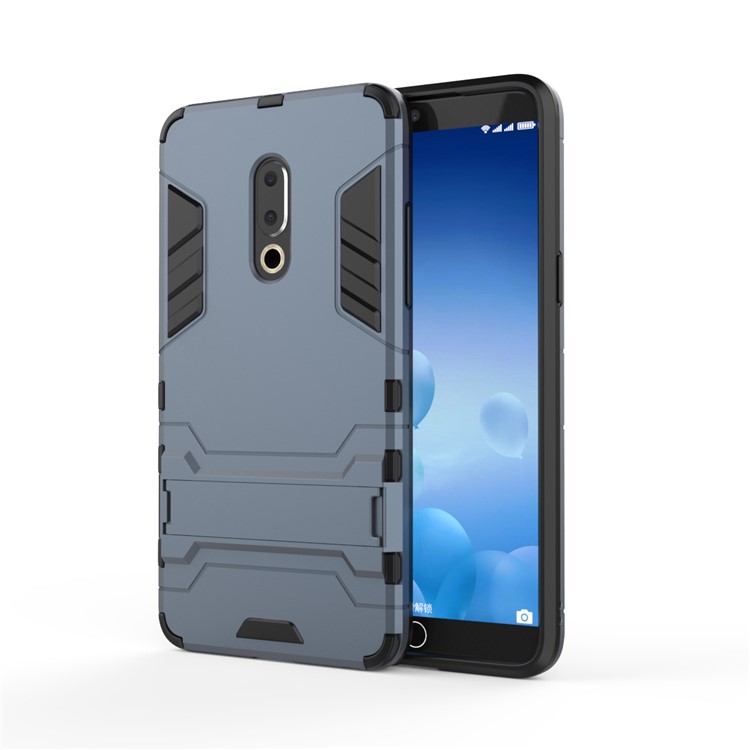 Plastic + TPU Hybrid Case Phone Cover with Kickstand for Meizu 15 Plus - Dark Blue-2