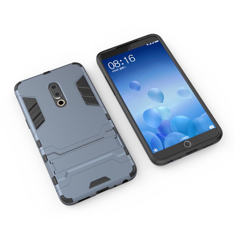 Plastic + TPU Hybrid Case Phone Cover with Kickstand for Meizu 15 Plus - Dark Blue-4