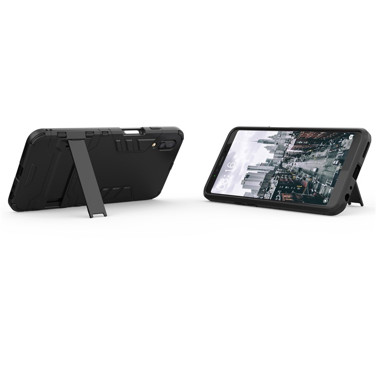 Plastic + TPU Hybrid Case with Kickstand for Meizu E3 - Black-11