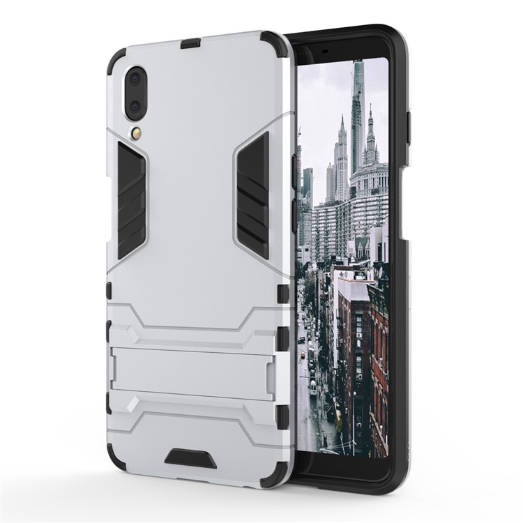 Plastic + TPU Hybrid Cover with Kickstand for Meizu E3 - Silver-3
