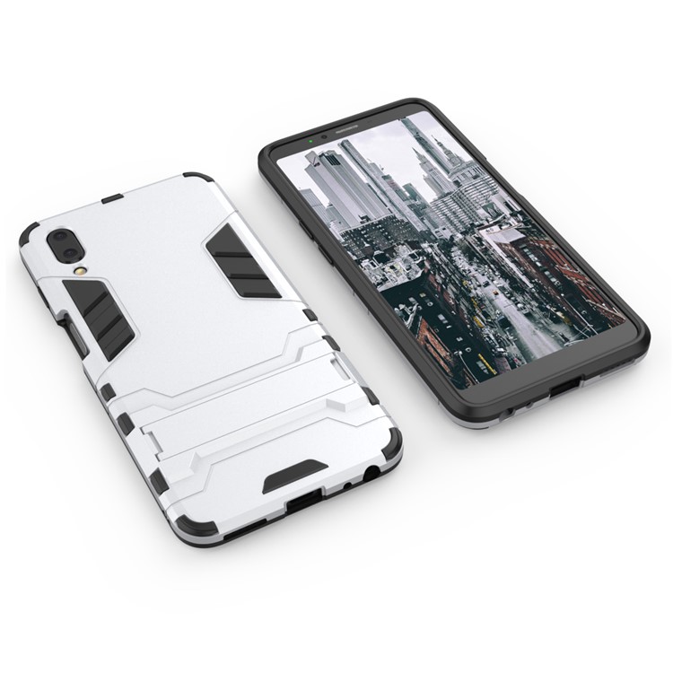 Plastic + TPU Hybrid Cover with Kickstand for Meizu E3 - Silver-5