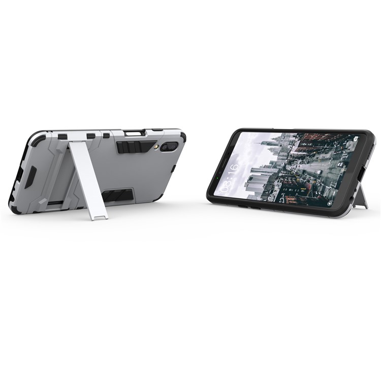 Plastic + TPU Hybrid Cover with Kickstand for Meizu E3 - Silver-7