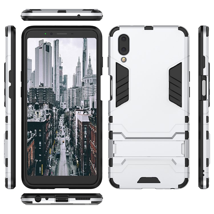Plastic + TPU Hybrid Cover with Kickstand for Meizu E3 - Silver-9