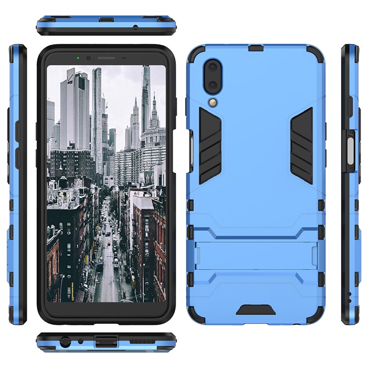 Plastic + TPU Hybrid Shell Cover Case with Kickstand for Meizu E3 - Baby Blue-9