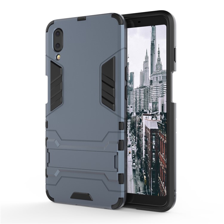 Plastic + TPU Hybrid Cell Phone Case with Kickstand for Meizu E3 - Dark Blue-3