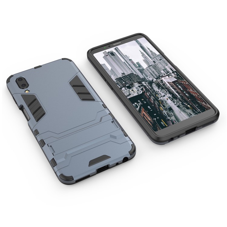 Plastic + TPU Hybrid Cell Phone Case with Kickstand for Meizu E3 - Dark Blue-5
