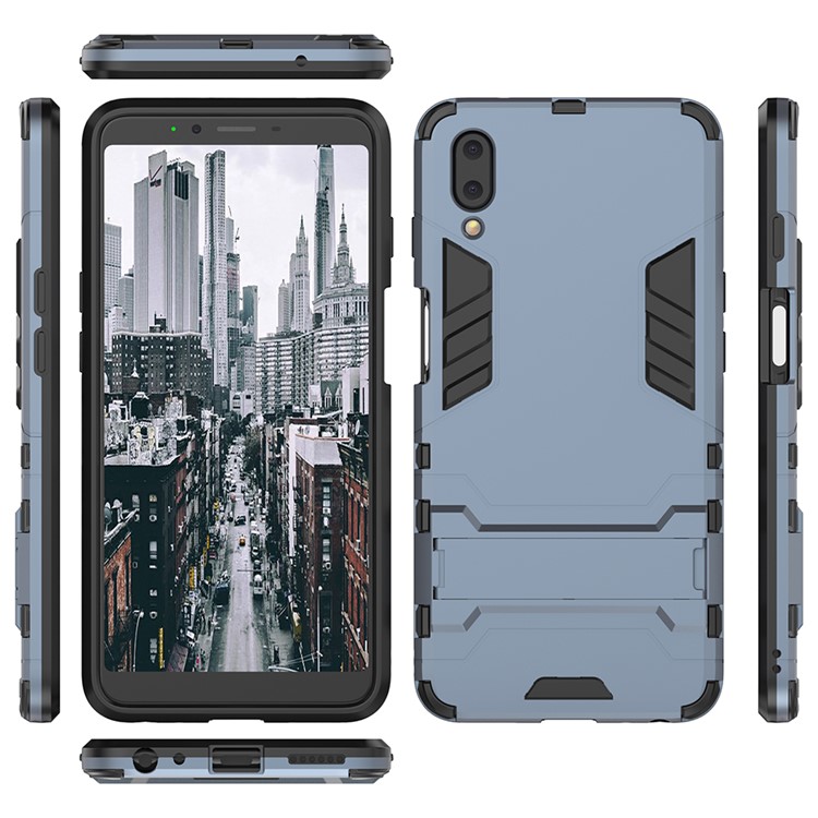 Plastic + TPU Hybrid Cell Phone Case with Kickstand for Meizu E3 - Dark Blue-9