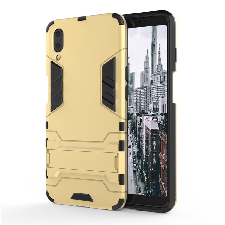 Plastic + TPU Combo Cover Shell Case with Kickstand for Meizu E3 - Gold-3