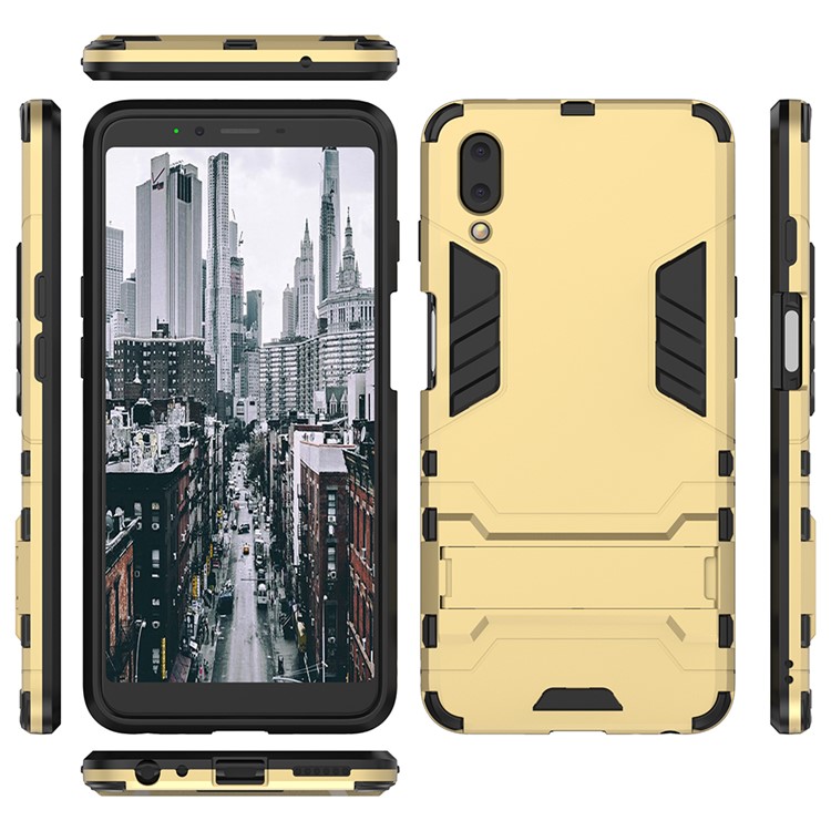 Plastic + TPU Combo Cover Shell Case with Kickstand for Meizu E3 - Gold-9